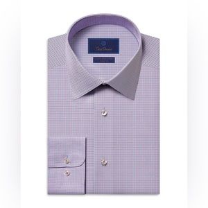 David Donahue Slim Fit Micro Textured Oxford Button Front Dress Shirt